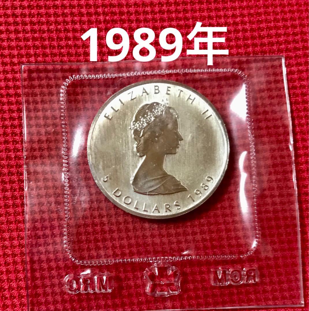 1989年 メイプルリーフ銀貨 1オンス 純銀 - メルカリ