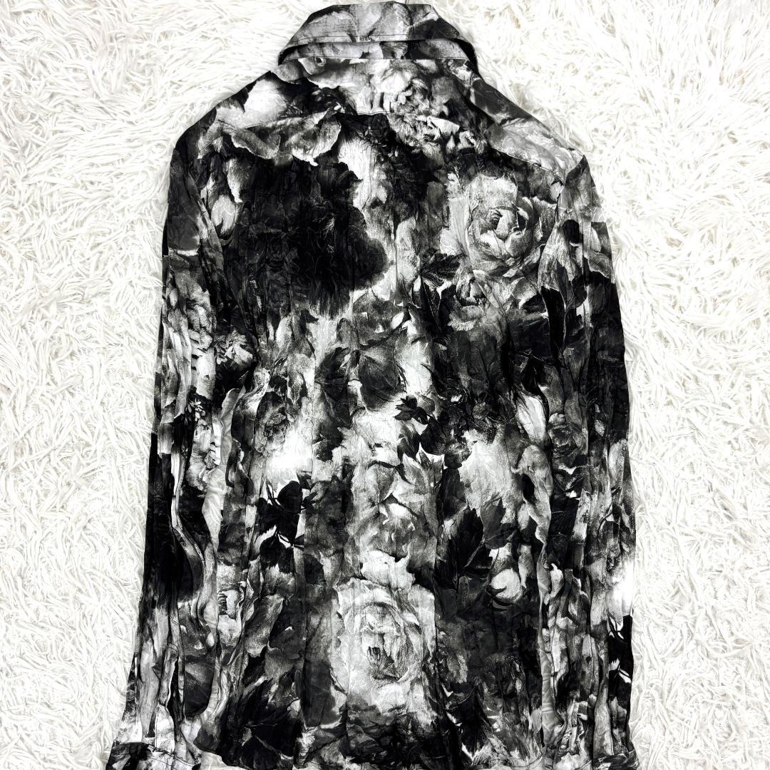 トルネードマート シャドーローズプリント シワ加工 モノトーン