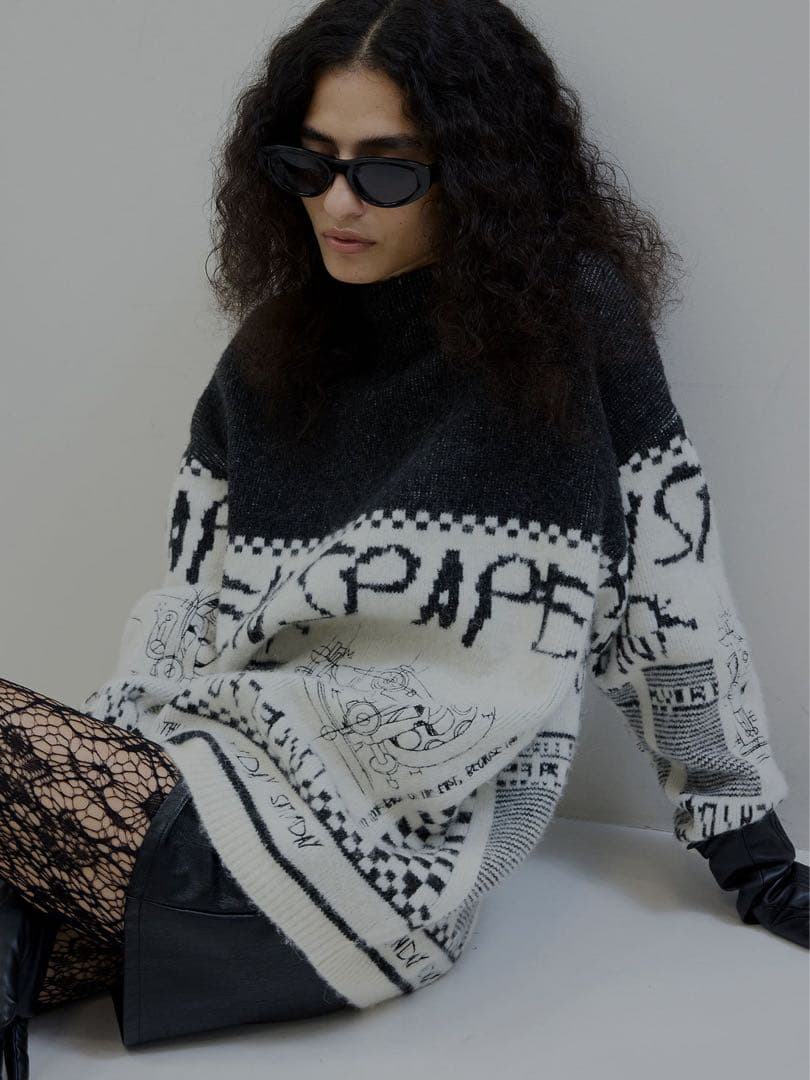 AMERI NEWS PAPER JACQUARED KNIT TOP - メルカリ