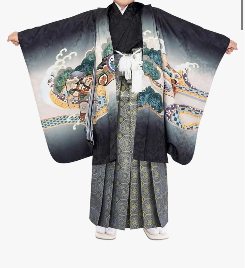 【肩上げ済】七五三　5歳　男の子　着物　袴フルセット 七五三 5歳 男の子 着物 ”R・K (リョウコ・キクチ)” ブランド 羽織 袴