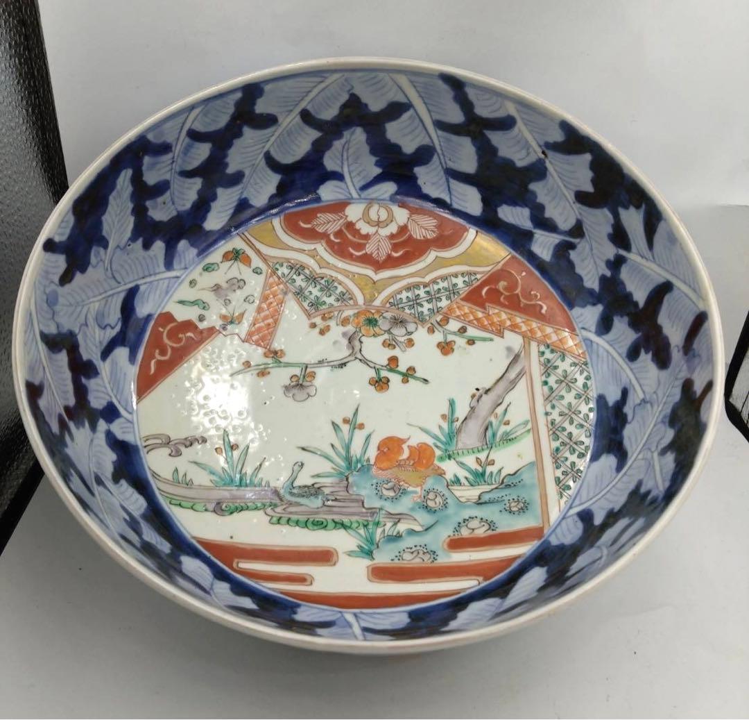 アンティーク 古伊万里 錦手 深鉢 鴛鴦流水辺絵図 直径28cm - メルカリ