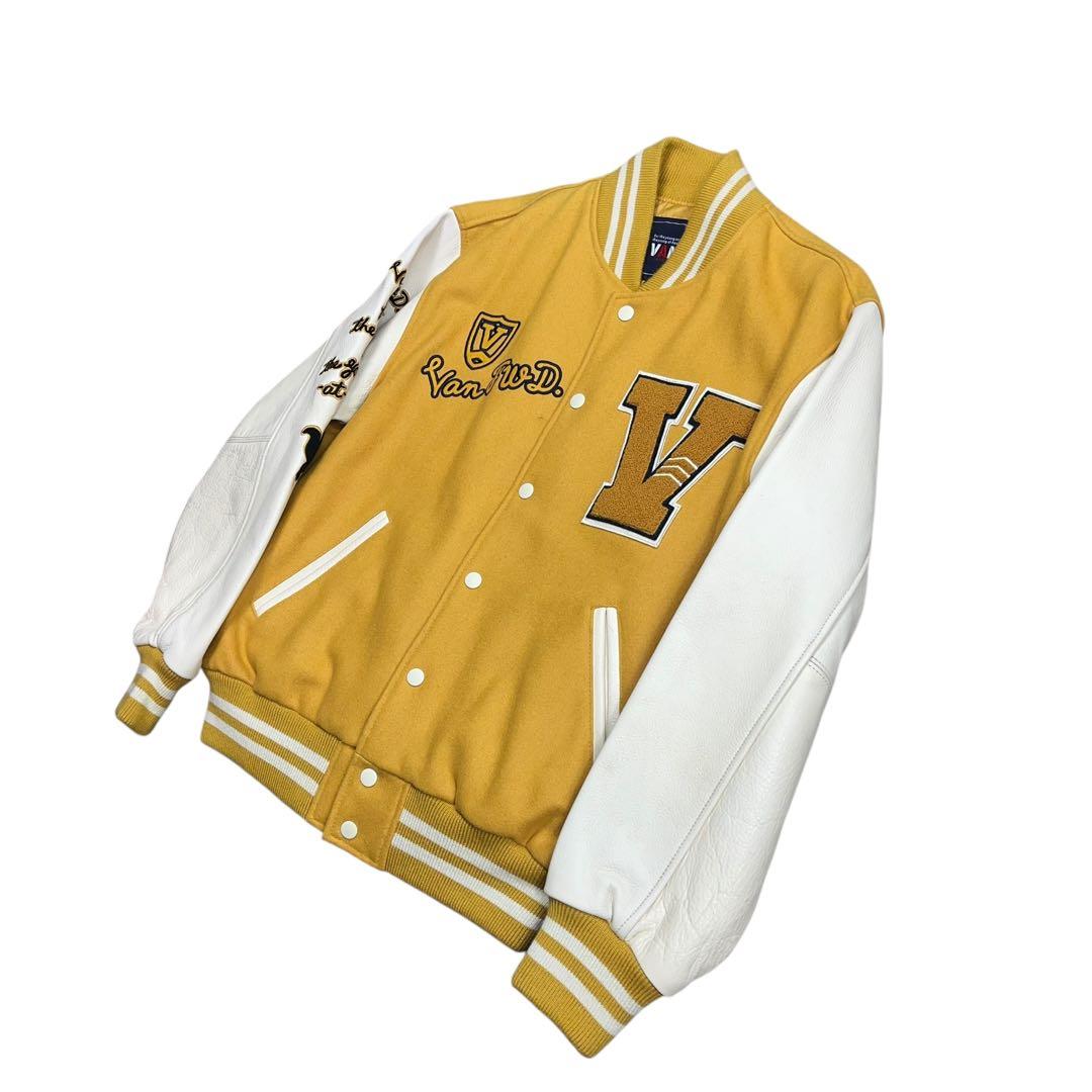 VAN JAC レザー スタジャン マスタードイエロー ウール ジャケット M