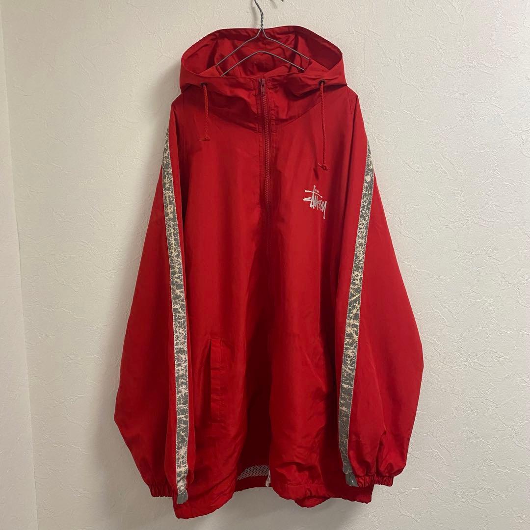 OLD STUSSY ナイロンジャケット レッド L 90s 紺タグ - メルカリ