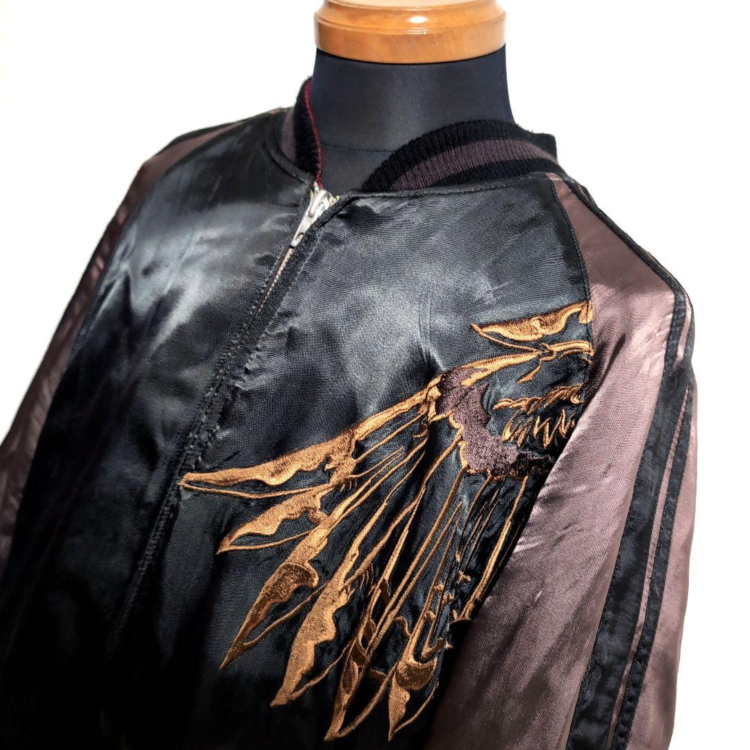 dq9 花旅楽団 リバーシブル フクロウ 刺繍 スカジャン メンズXXLサイズ