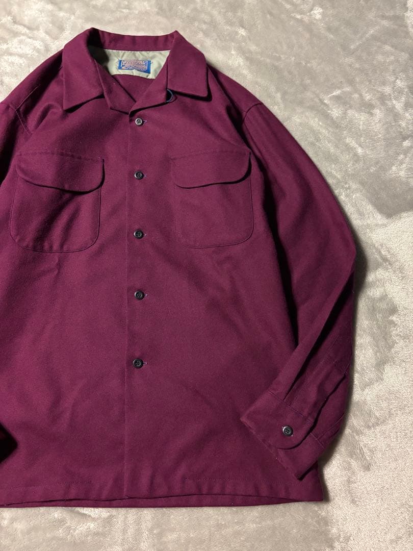 70s PENDLETON ペンドルトン ウール 開襟シャツ 紫 レア シャツ - メルカリ