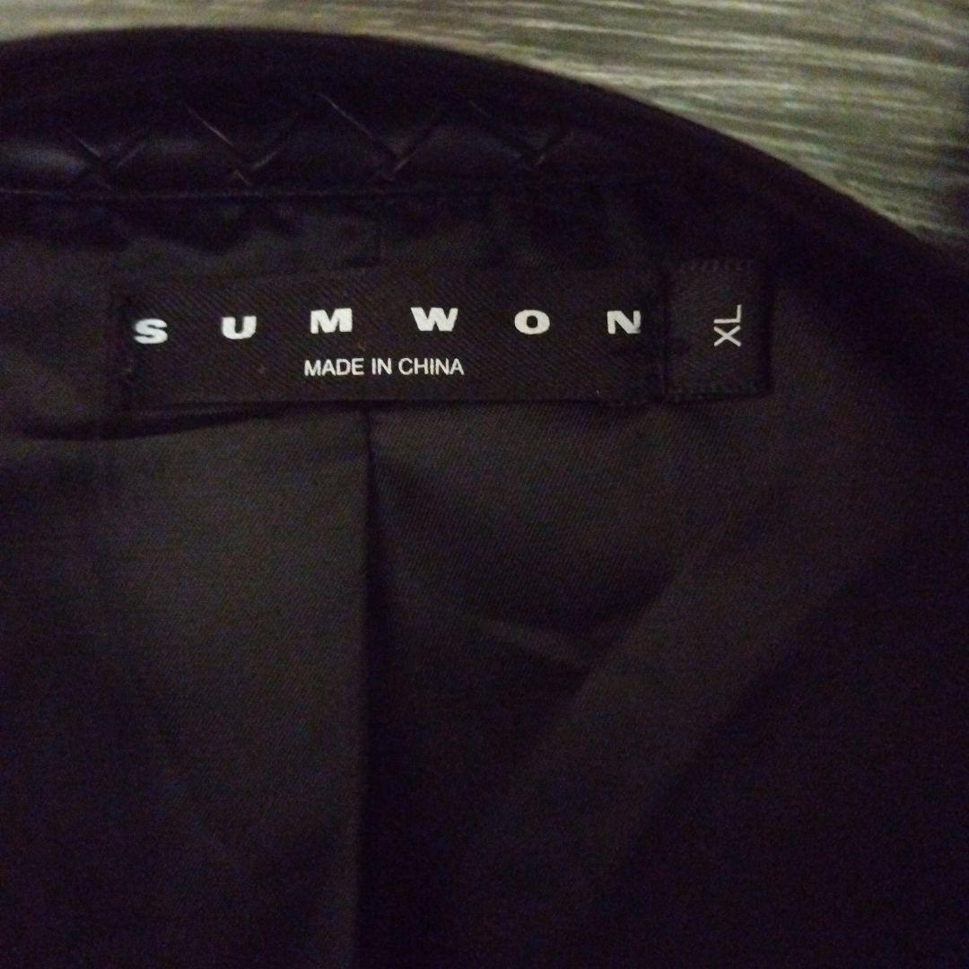 SUMWON# ブラック#レザー#ライダースジャケット#革編み込み仕上げ