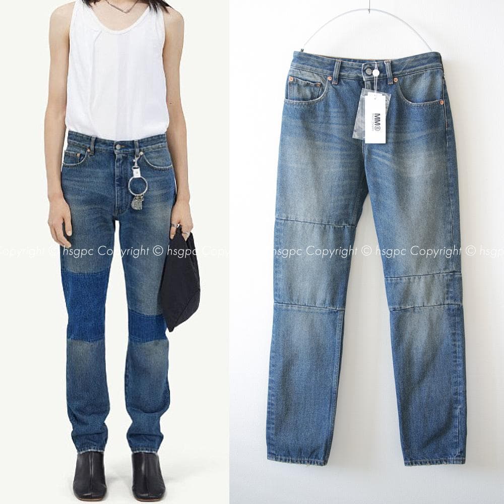 MM6メゾンマルジェラ パッチワーク パネル ストレート デニム ジーンズ