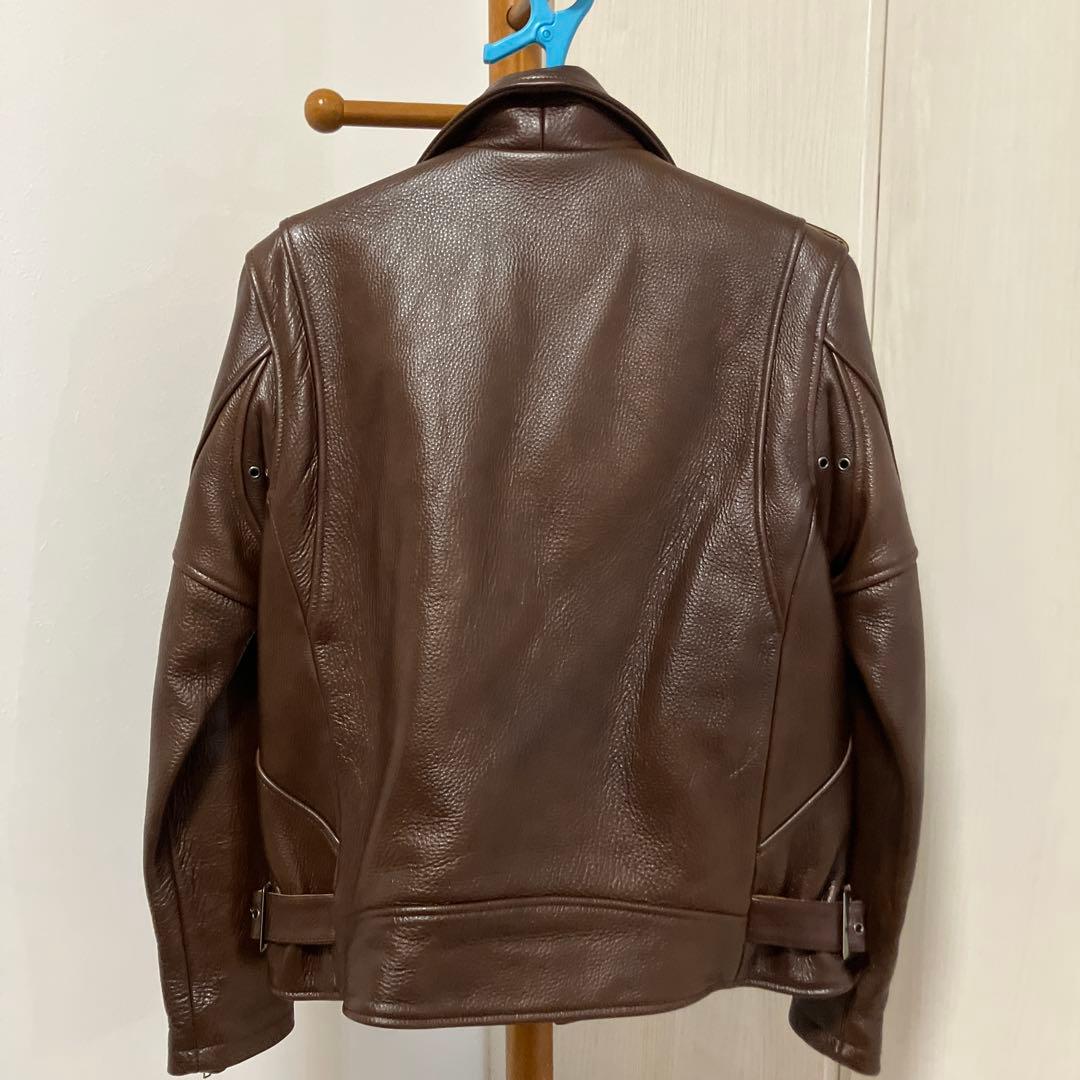 極美品 FORTIME ブラウン レザーダブルライダースジャケット2XL - メルカリ