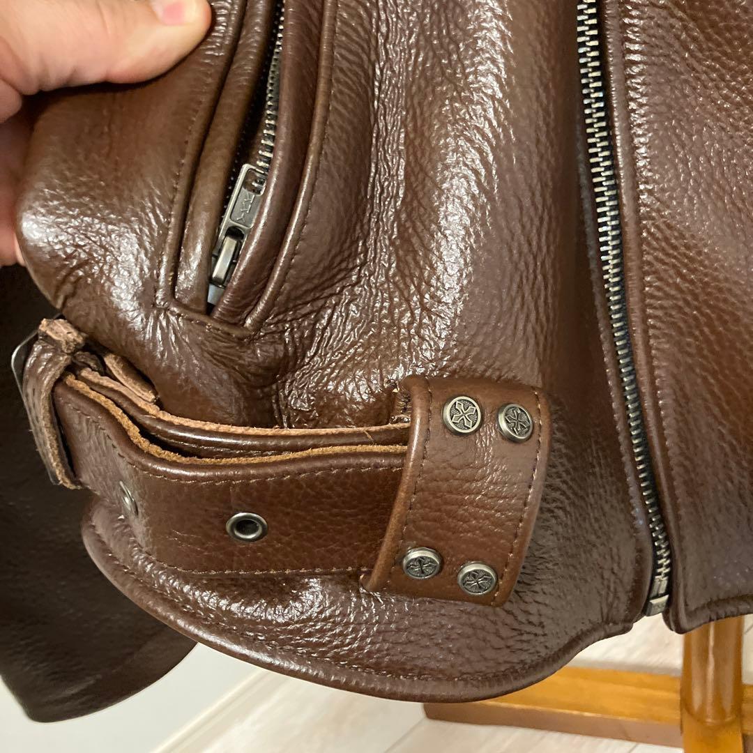 極美品 FORTIME ブラウン レザーダブルライダースジャケット2XL - メルカリ