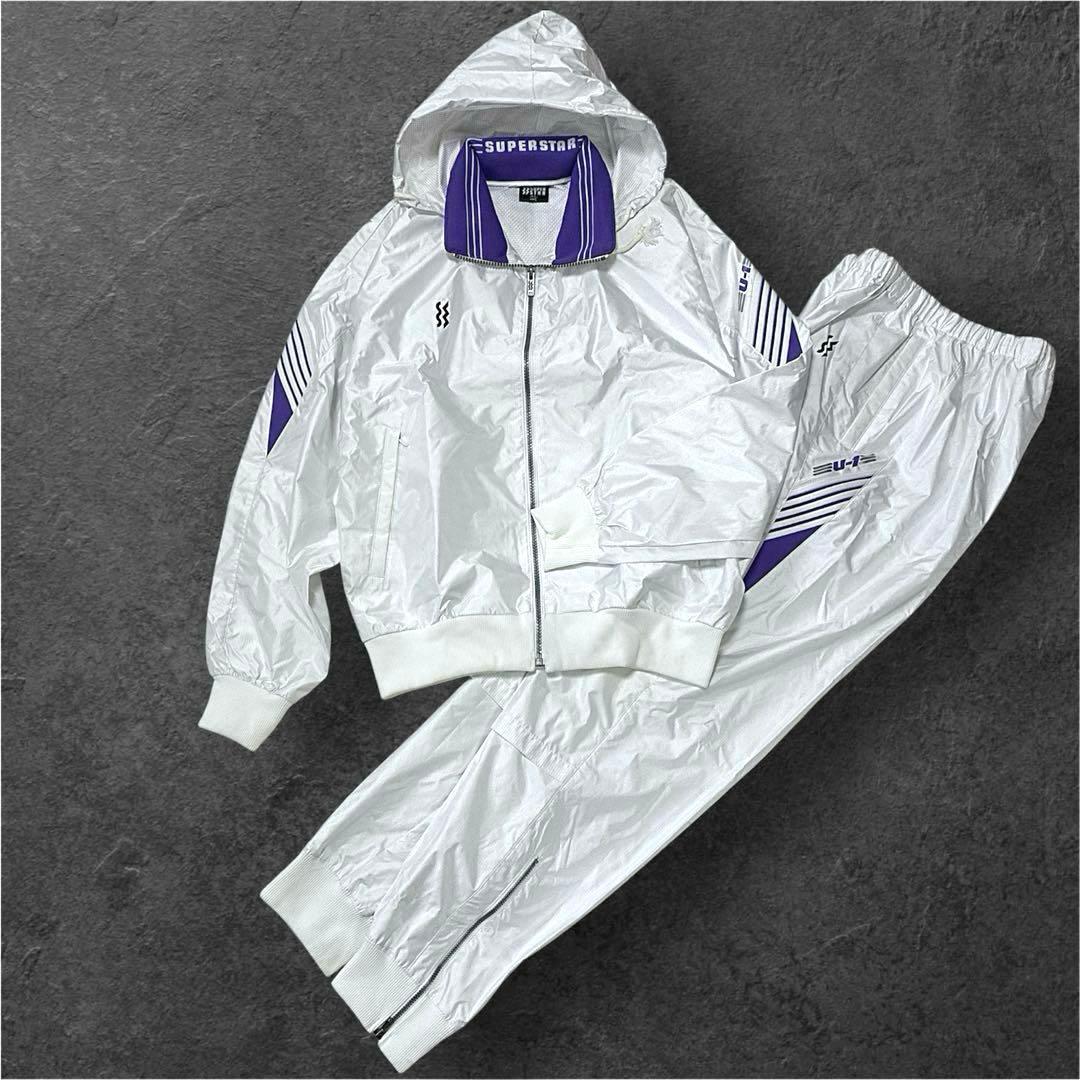 90s ミズノ スーパースター ウインドブレーカー　セットアップ 上下　白 90s ミズノ スーパースター ウインドブレーカー セットアップ 上下 白