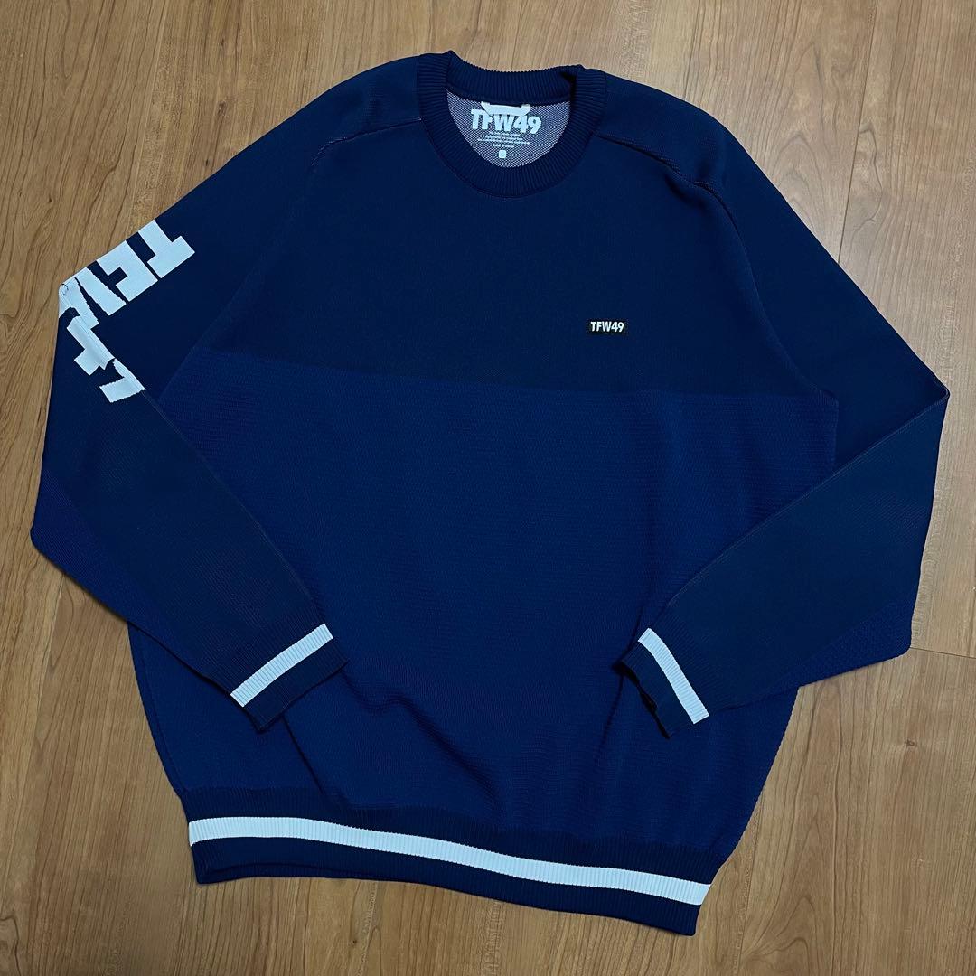 TFW49 ラウンドネック ニット ネイビー L ゴルフ セーター - メルカリ