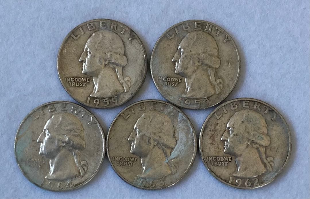 1959年～1964年 ワシントン 25セント銀貨 5枚セット - メルカリ