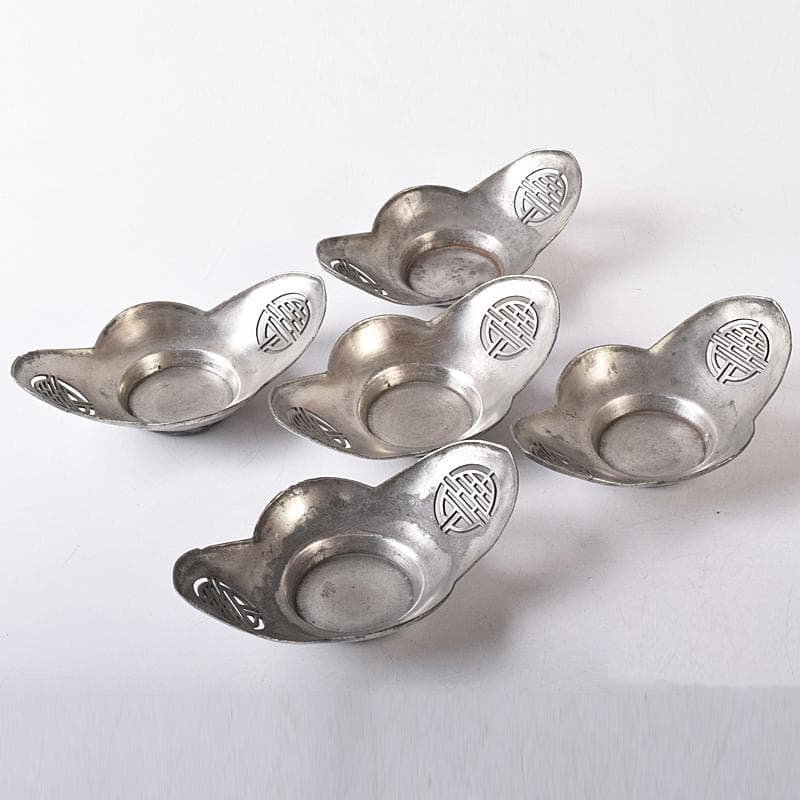 煎茶道具　古錫　鮎銅銘　透かし喜字文　木瓜式　茶托　五客　D　R8421 煎茶道具 古錫 鮎銅銘 透かし喜字文 木瓜式 茶托 五客 D R8421 - メルカリ