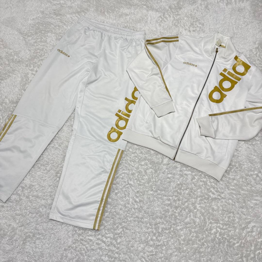アディダス adidas ☆ジャージセットアップ 白金 ビッグロゴ スリー