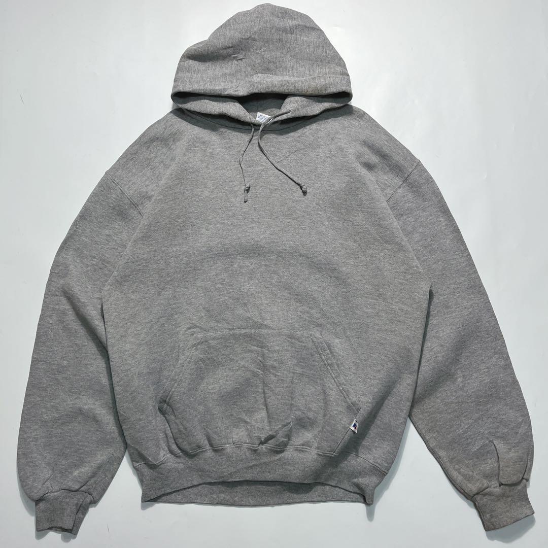 90s〜 ラッセル プルオーバーパーカー L グレー 無地 プレーン 7582 Russell Athletic - 90s USA製 ラッセル 無地 スウェット フード