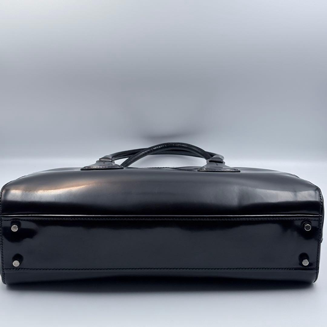 希少PRADAエナメルレザーミニボストンハンドバッグ美品ブラック南京錠