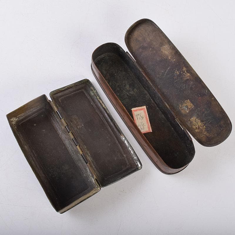 西洋アンティーク 十七世紀十八世紀 古銅 人物刻 嗅煙草入 2点 M R8980