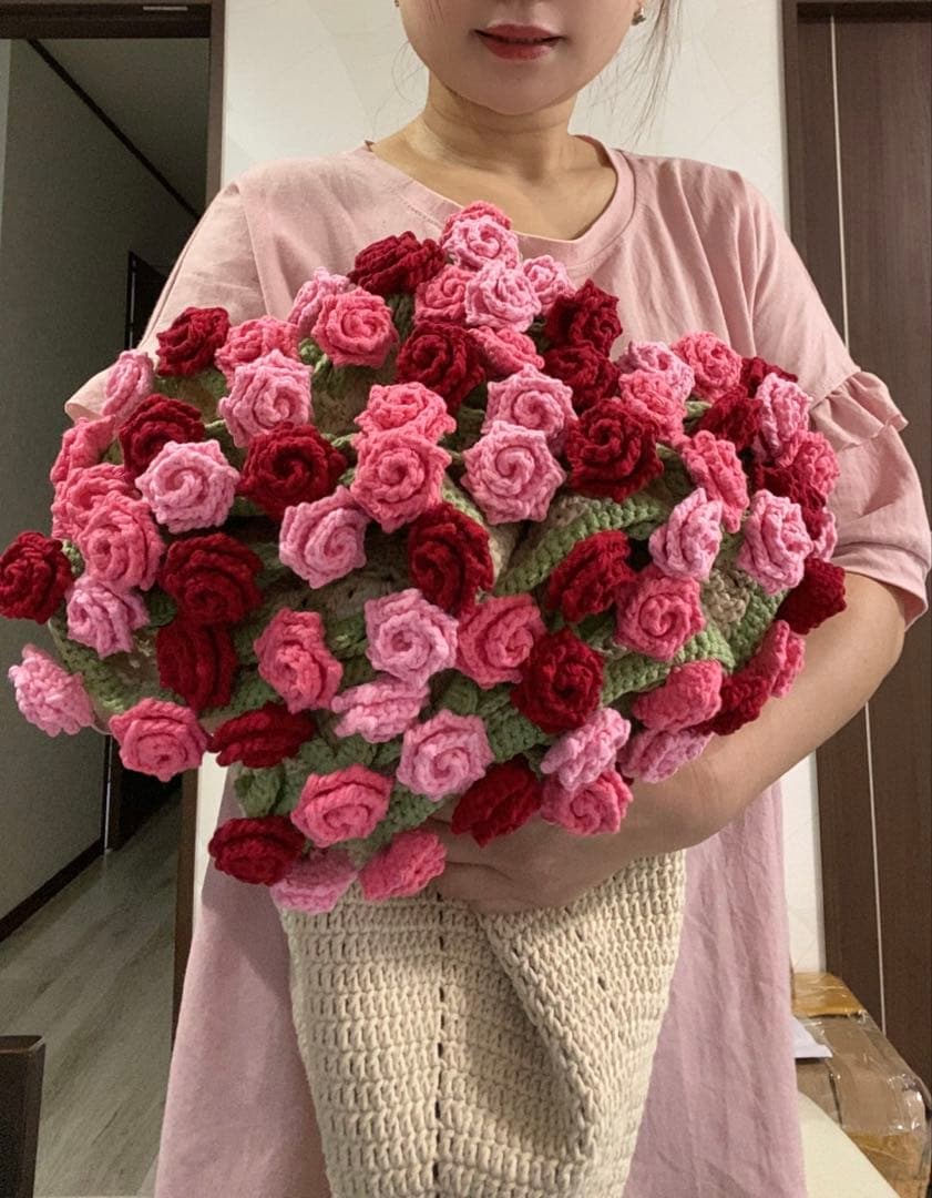 バラの花束ブランケット直径103cm，72本の大きなバラ，ストール - メルカリ