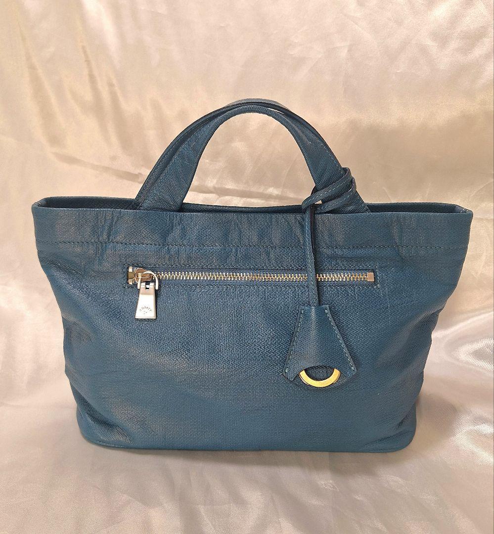 ブルーaniary アニアリ クロッシングレザー ミニトートバッグ ゴルフ