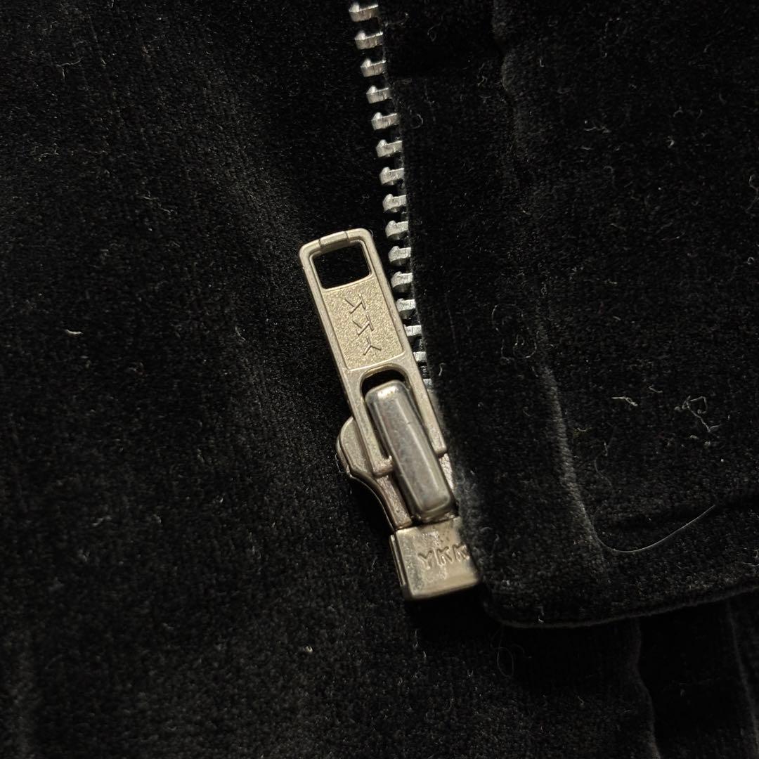 ヴィンテージ スカジャン 別珍 ベロア 龍 刺繍 キルティング 中綿 黒 L