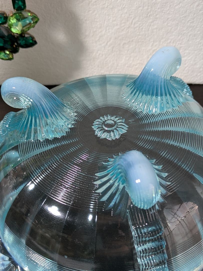 ヴィンテージMosser Glass ラージサイズ 脚付きベリーボウル 刻印