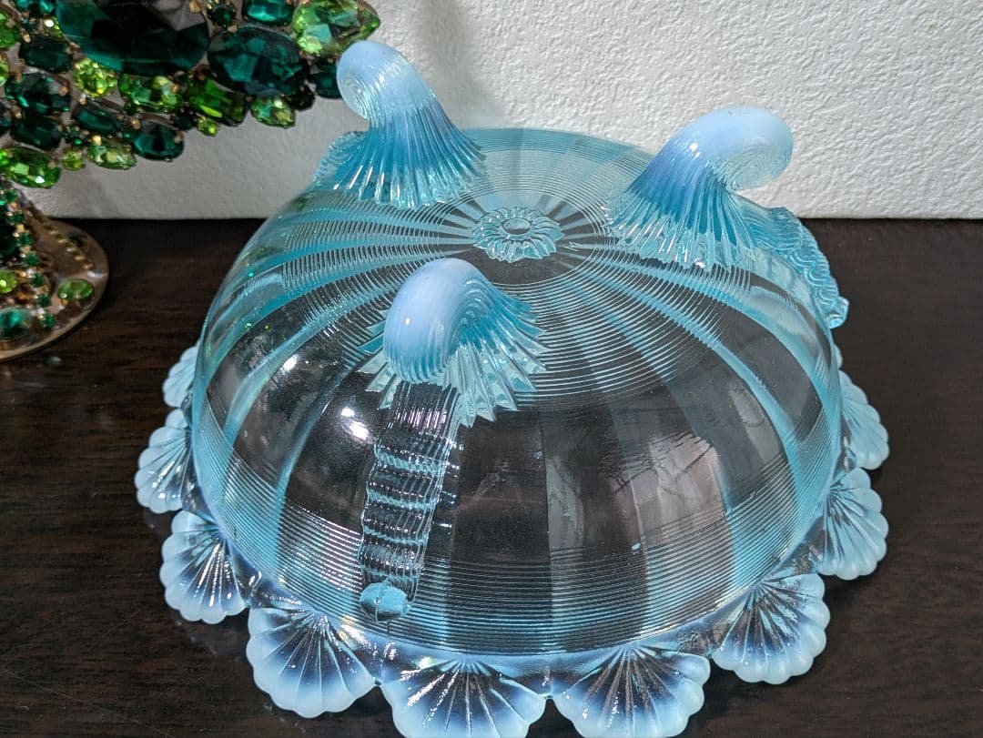 ヴィンテージMosser Glass ラージサイズ 脚付きベリーボウル 刻印