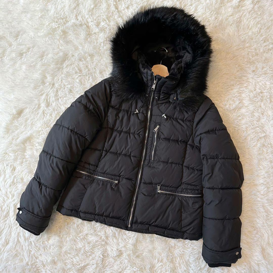 3WAY ZARA trf ザラ ダウンコート ファー付き ブラック ボア L④