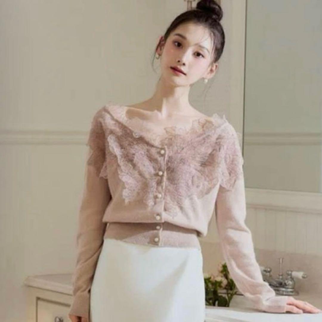 polaura レースフリルカーディガン ピンク 新品未開封 ポローラ 新作