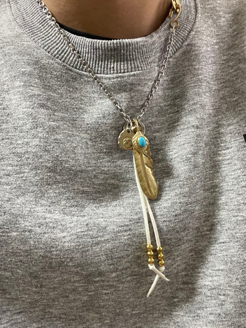 18Kコーティング ターコイズフェザーネックレス キムタク仕様 木村拓哉