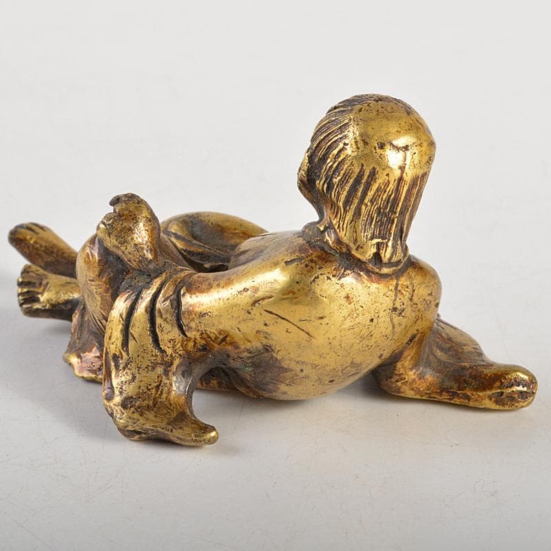 中国 古銅鍍金 人物像 達磨像 紙鎮 置物 M R7465 - メルカリ