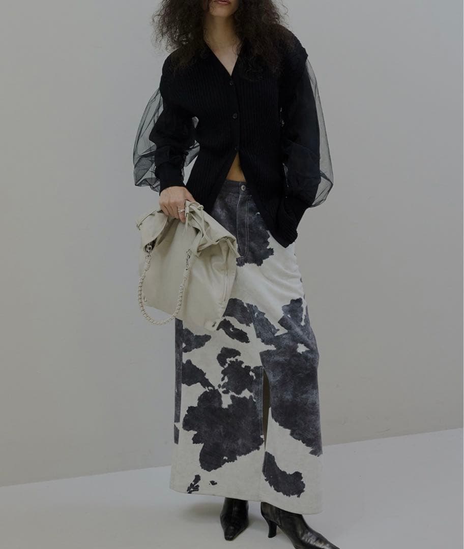 AMERI COW PATTERN SUEDE LIKE SKIRTブラックM - メルカリ