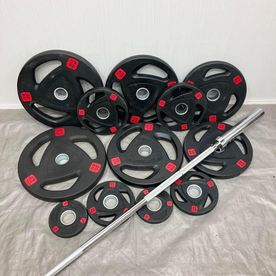 ■最安■107.5kg 180cmオリンピックバー バーベルプレート セット