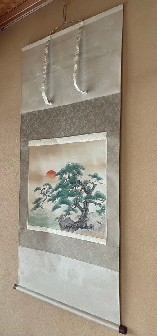 掛け軸 山本観月 尺八横 桐箱入り