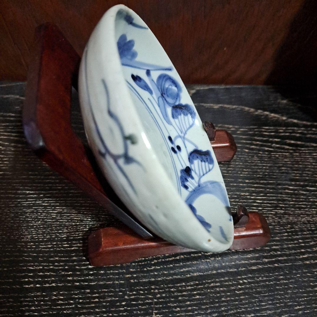 初期伊万里 呉須初期 珍品渦福 希少品 五弁花 中鉢 染付青磁