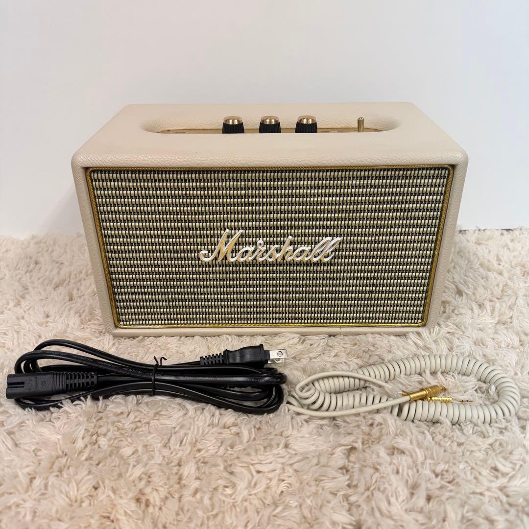極美品 Marshall ACTON Bluetoothスピーカー クリーム MARSHALL マーシャル Acton III Cream Bluetoothスピーカー(マーシャル