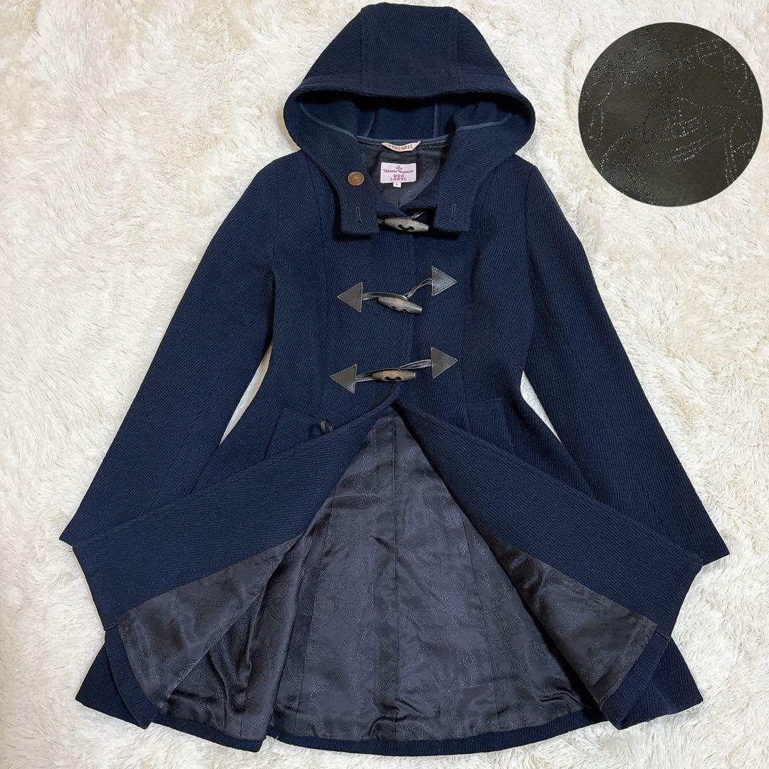 希少☆ヴィヴィアンウエストウッド ダッフルコート　裏地オーブ柄 トグル フレア ヴィヴィアン・ウエストウッド、グローブ・トロッターら英5ブランドと