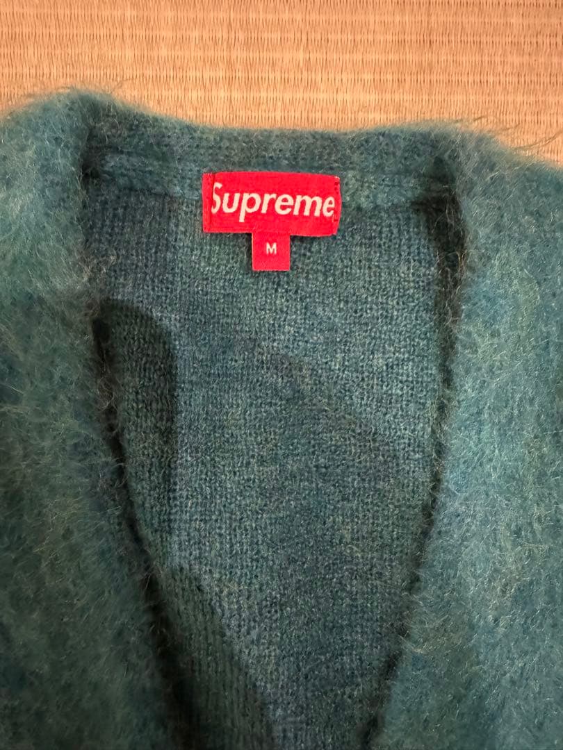 supreme 15fw heather cardigan teal M - メルカリ
