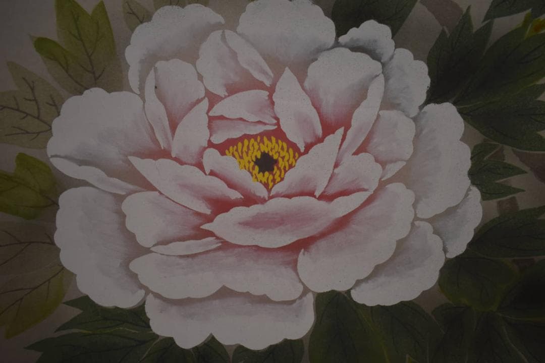 真作/翠風/牡丹に小禽図/布袋屋掛軸HI-902