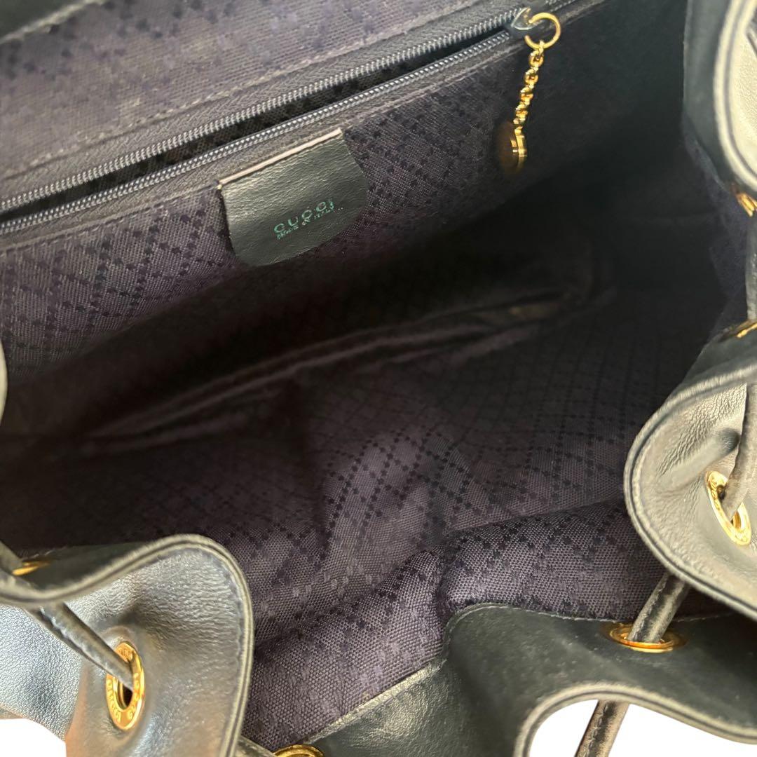 希少色オールドグッチバンブー巾着リュック緑ターンロック本革