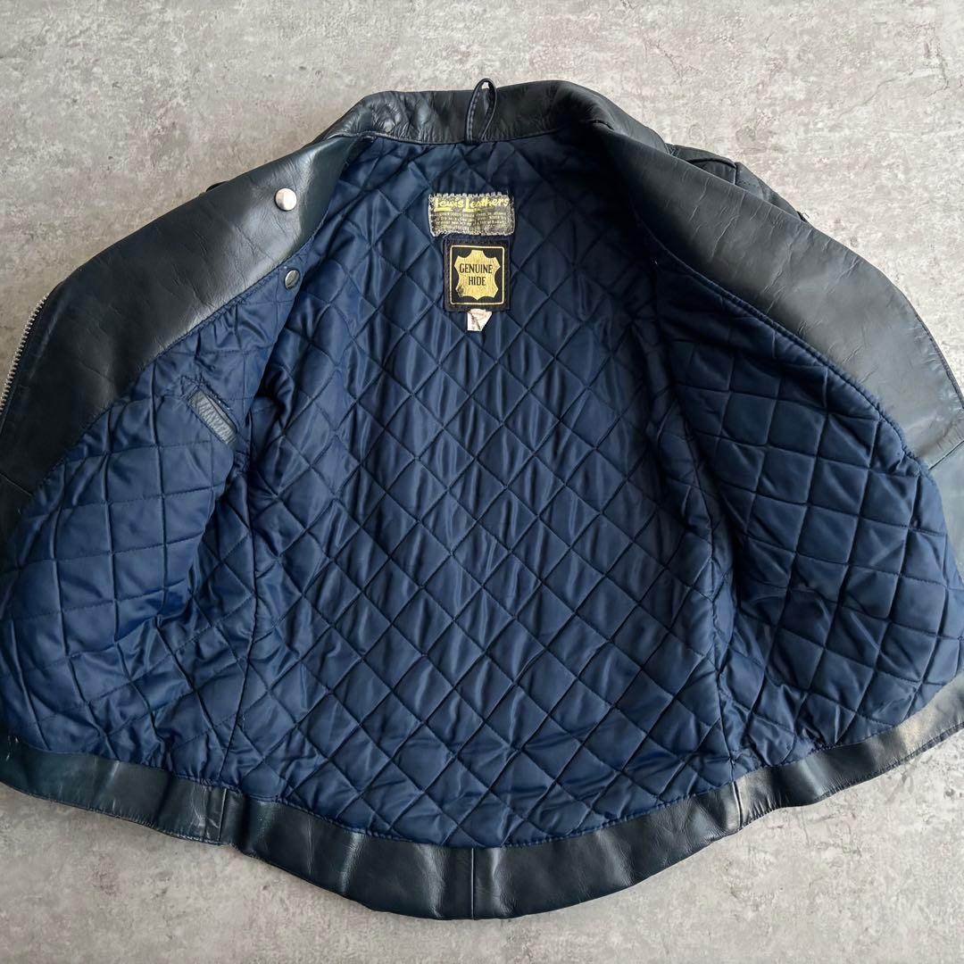 80's ルイスレザー【S】NEVADA ダブル ライダースジャケット ネイビー