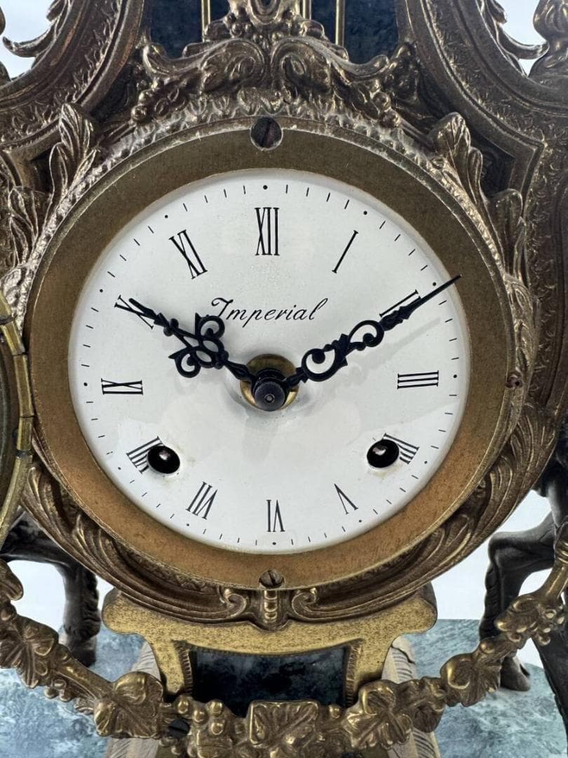 時計 イタリア製 インペリアル 大理石 天使 置時計 アンティーク 当時