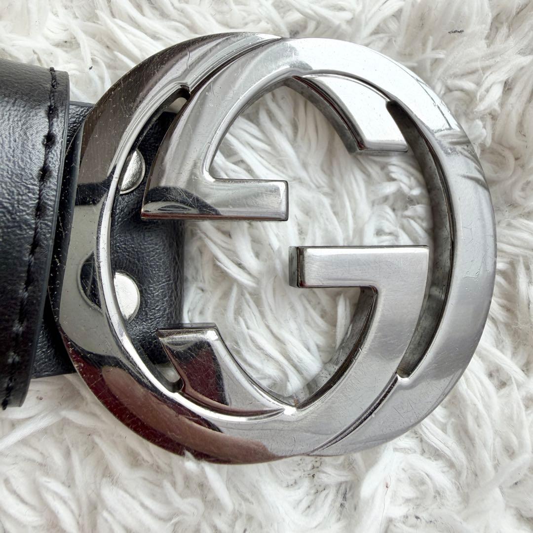美品】GUCCI ベルト インターロッキング GG デカロゴ ブラック - メルカリ