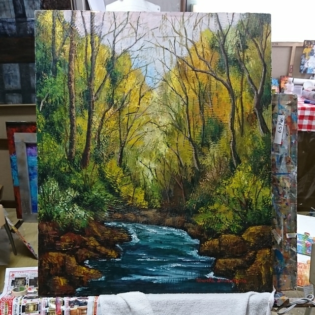 油絵 絵画 森と川 - HR | minne byGMOペパボ 国内最大級の