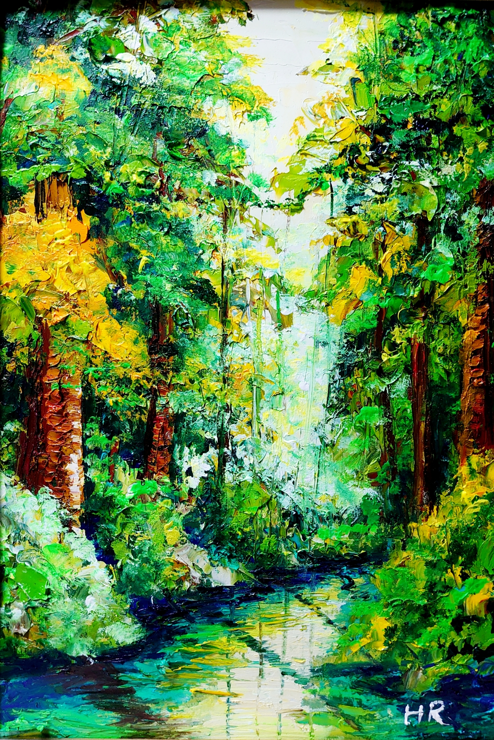 油絵 絵画 【森の湖 】【A3】 - HR | minne byGMOペパボ 国内最大級