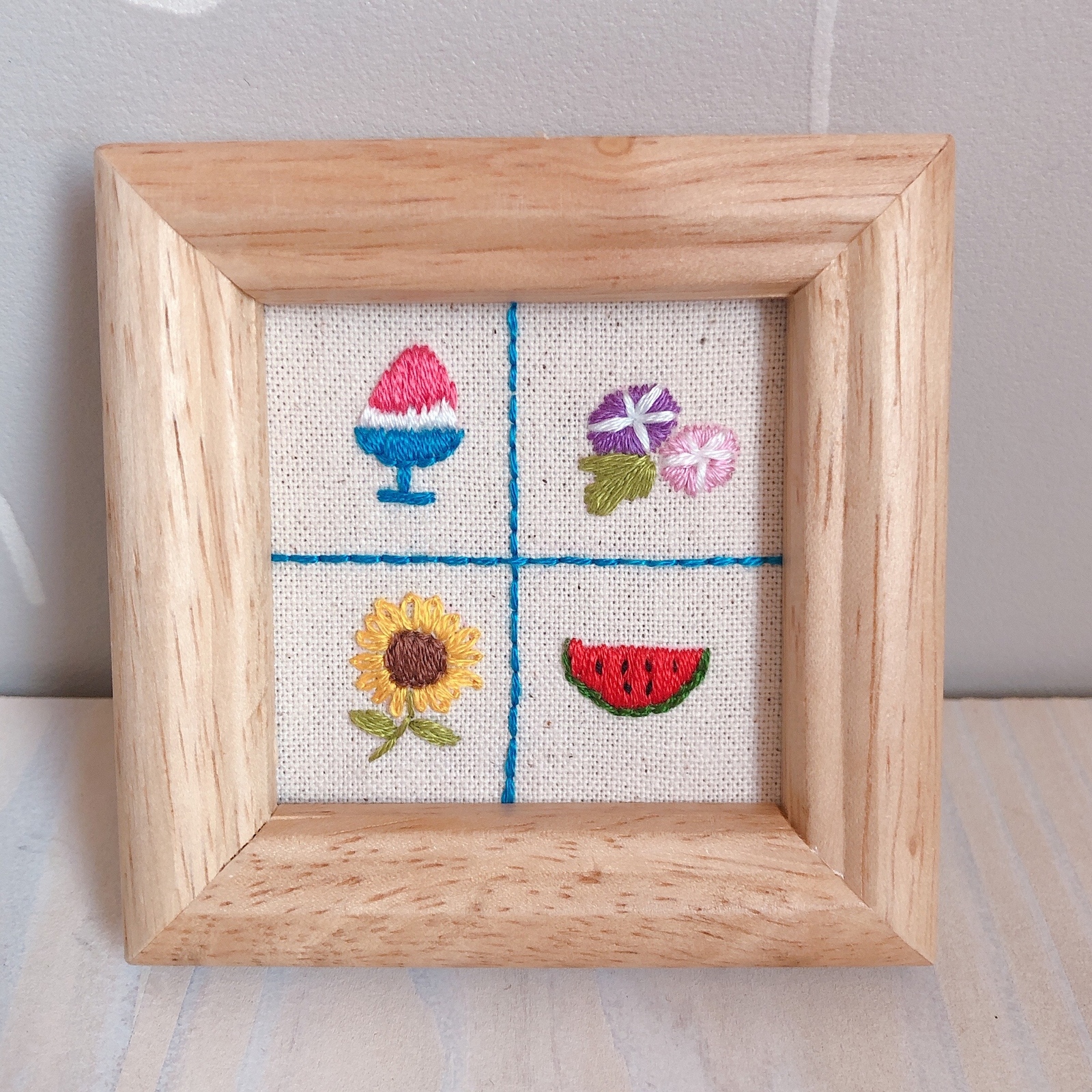 刺繍フレーム🍉夏祭り 壁飾り インテリア雑貨 ハンドメイド - 刺繍屋