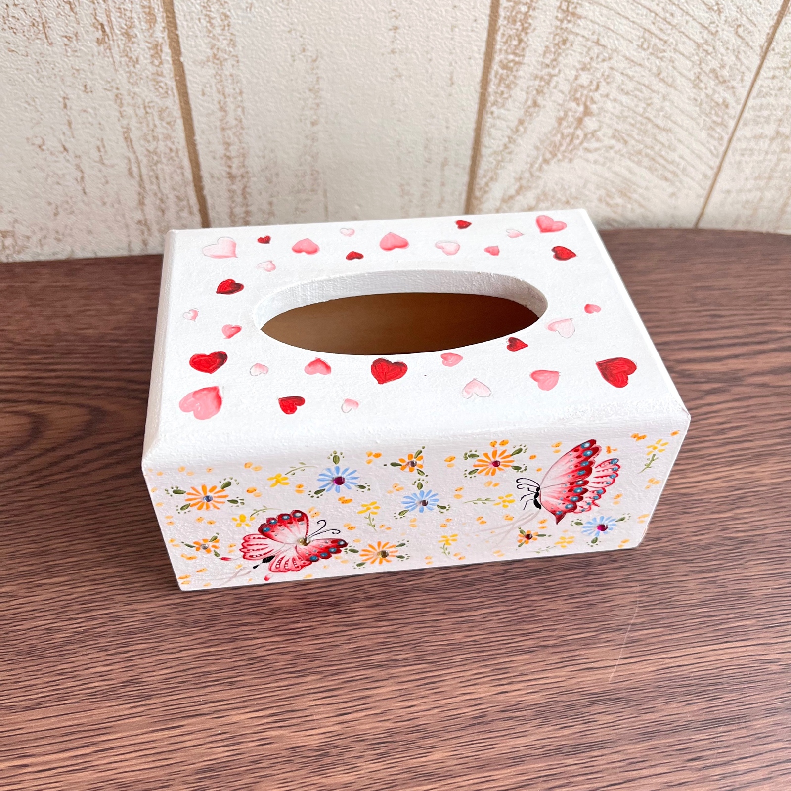 選ぶ発送方法】トールペイント 花と蝶✳︎ポケットティッシュボックス