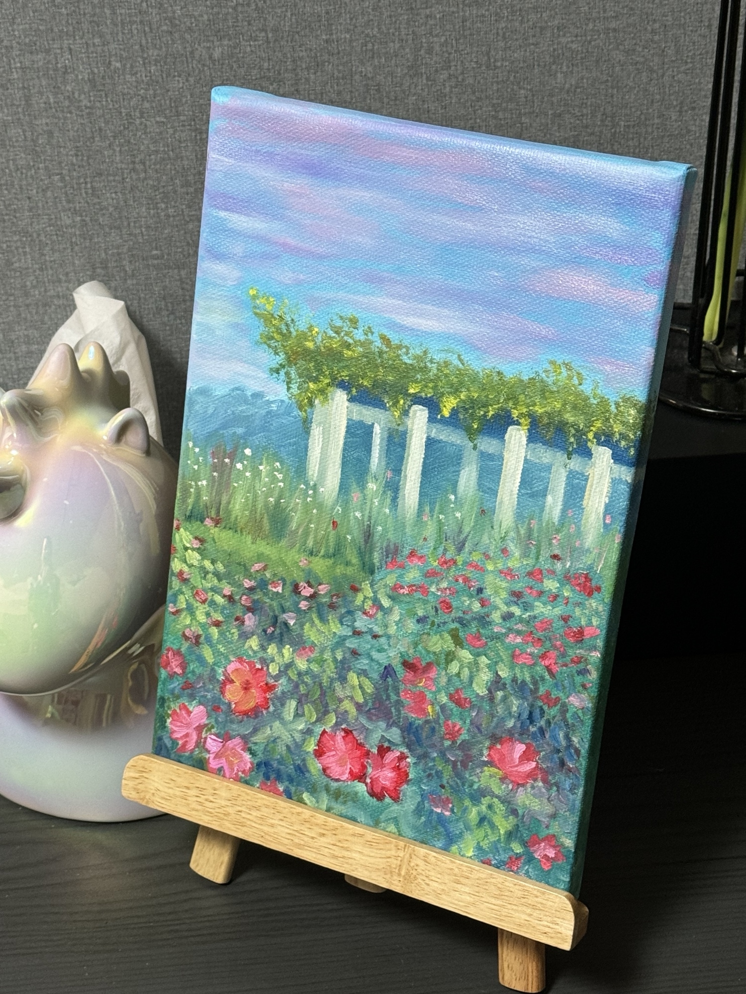 薔薇園」 手描き 油絵 風景画 原画 - 詩落 | minne byGMOペパボ 国内