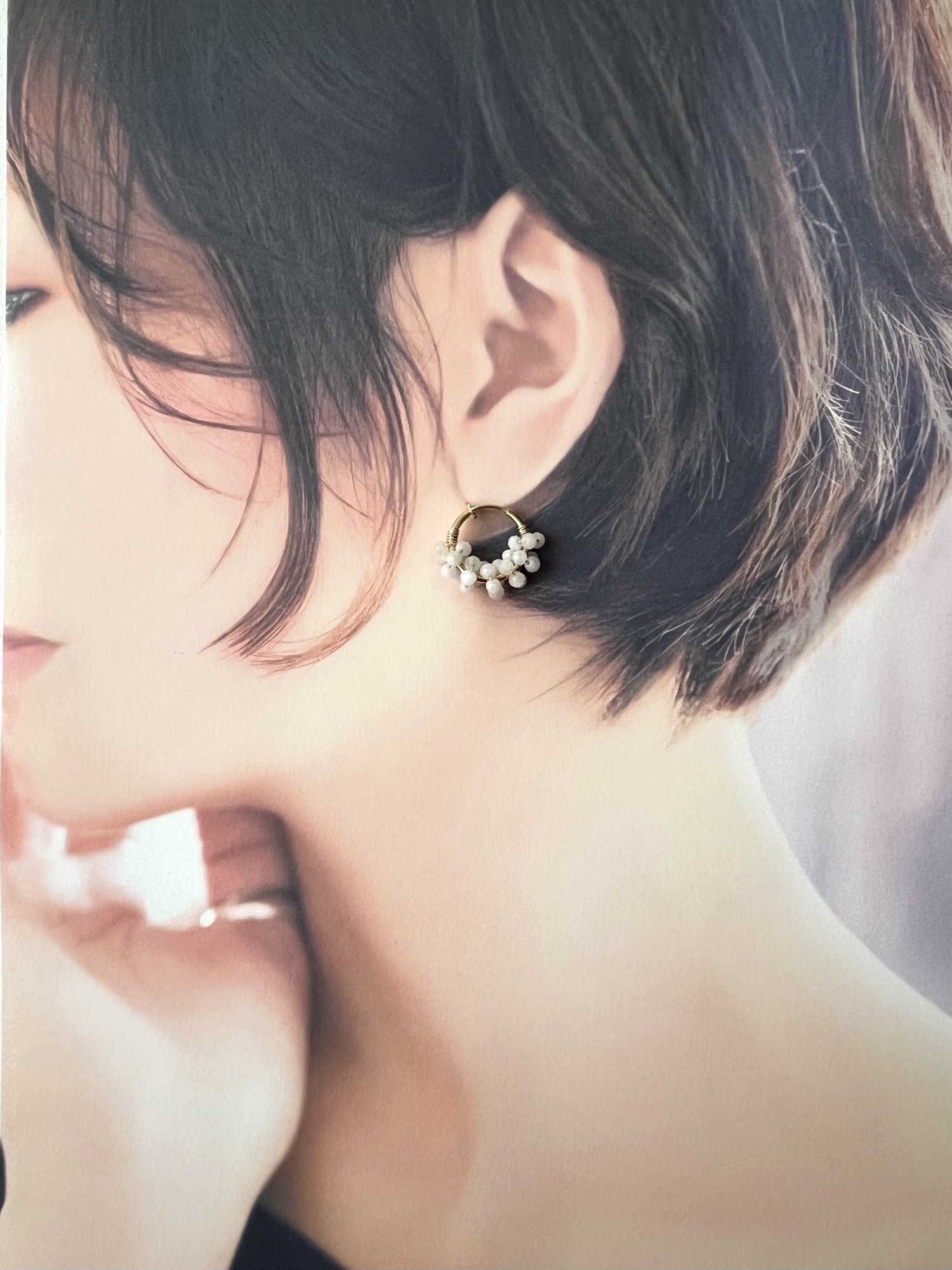 6月のつぶつぶフープ #誕生石 #ムーンストーン # 洗練ホワイト #チタン