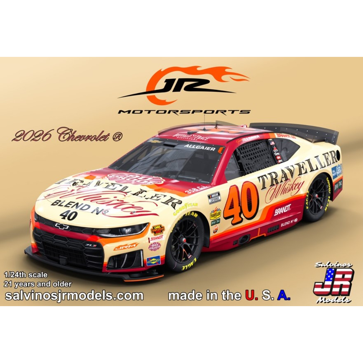 Justin Allgaier #40 2026 Traveller Whiskey Model Car Kit | Shop JR