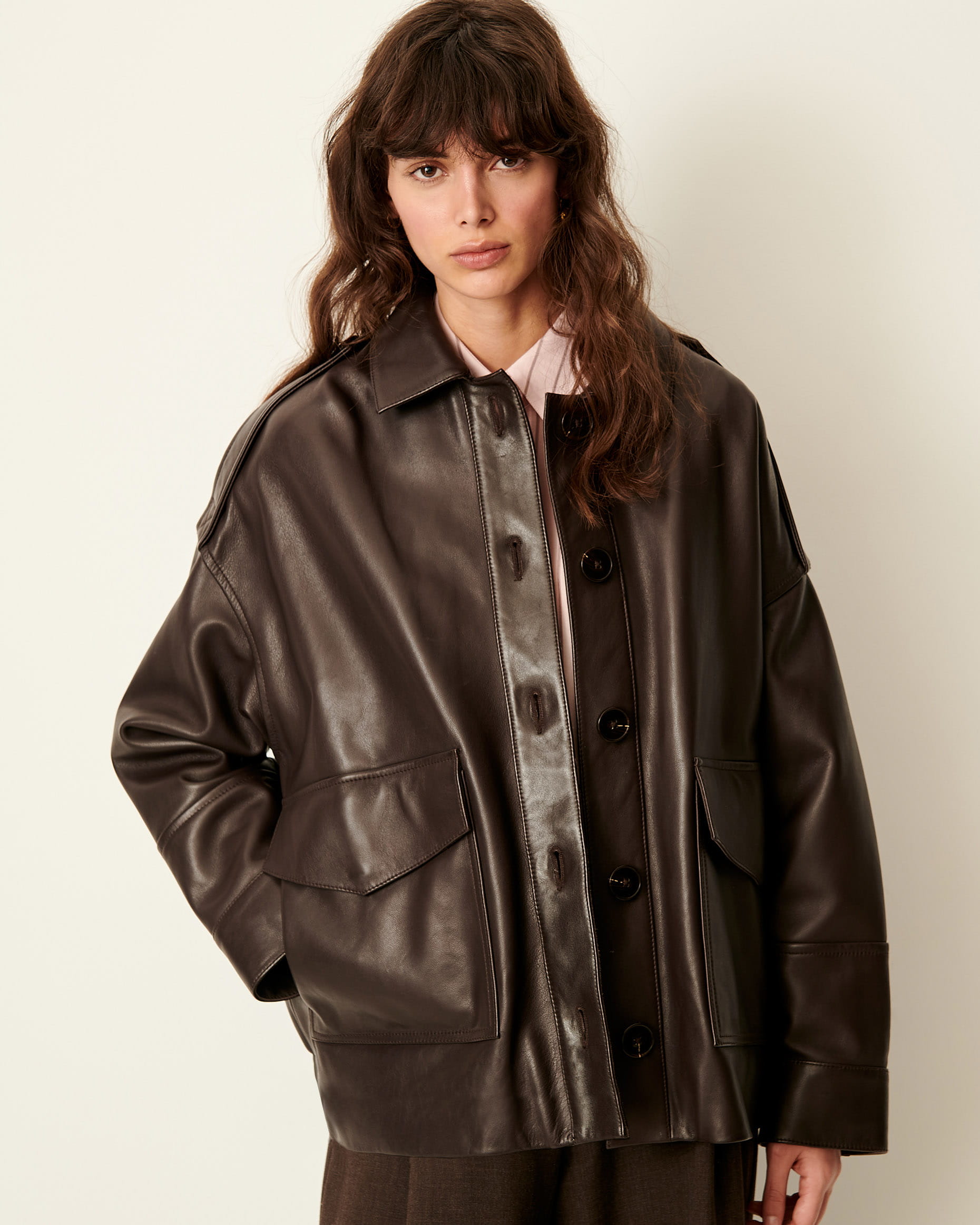 HARRIBOYD Coffee Leather | Jacket | SESSÙN Official website
